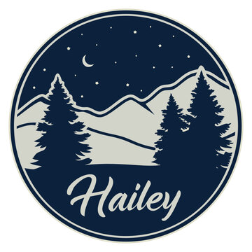 Hailey Mountain Night Landscape Circular Retro Sticker