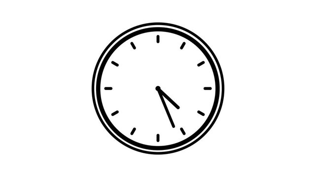 24 hours clock dial loop, twenty four hours time lapse animation. Twelve hours clock run, moving time arrows. Hours appear on a White background