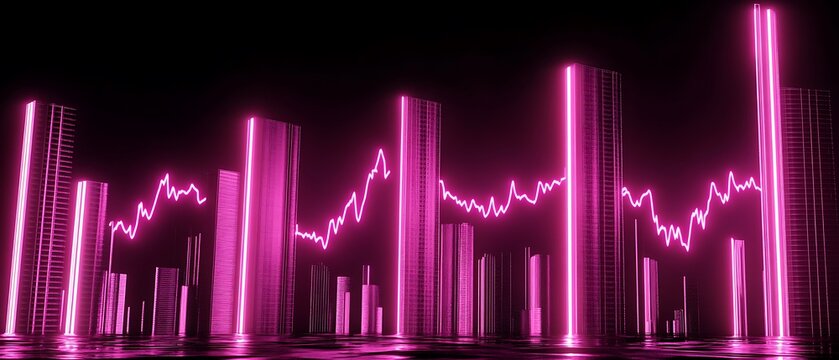 Neon pink data chart over futuristic abstract cityscape ultra hd photo
