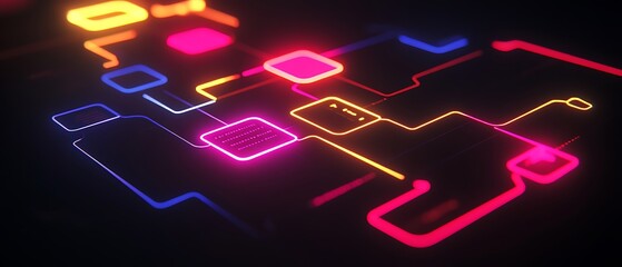 Obraz premium Abstract neon circuit board digital network ultra hd photo