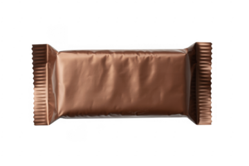 Brown chocolate bar wrapper candy isolated on a transparent background