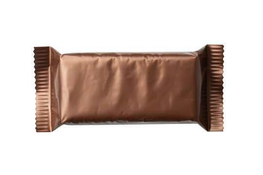 Brown chocolate bar wrapper candy isolated on a transparent background