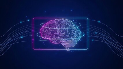 Conceptual representation of artificial intelligence and neural networks showing a digital brain with connection lines and glowing effects against a