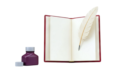Open Book with Quill and Inkwell