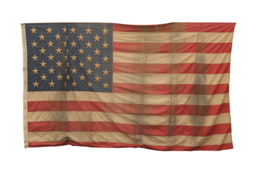 Worn american flag with 48 stars