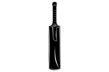 Obraz premium Sleek black cricket bat illustration, essential equipment for players and enthusiasts. Dynamic graphic embodying the competitive spirit of sport, ideal for athletic designs and game branding