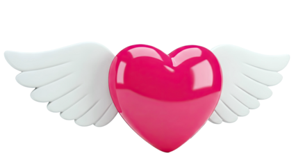 Pink Heart with White Wings