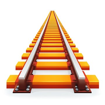 Perspective View of Railroad Tracks on photo White Background railway train tracks