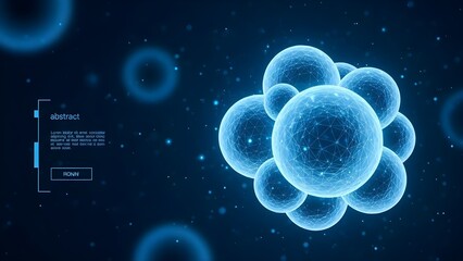 Detailed rendering of a cluster of blue cells with a scientific aesthetic isolated on transparent background