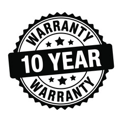 Obraz premium A black and white warranty badge displaying a ten year guarantee period