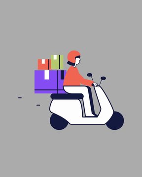 couriers deliver parcels by motorbike