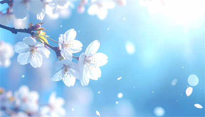 Cherry Blossom Branches Glowing in Soft Light Background　淡い光の中に咲く桜の枝 背景素材 2.jpg