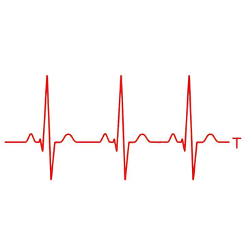 Regular heartbeat graph isolated on transparent background