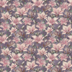 Pink Lilies Purple Background Floral