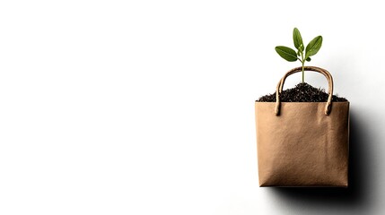 Kraft Paper Seed Packet and Small Potted Plant