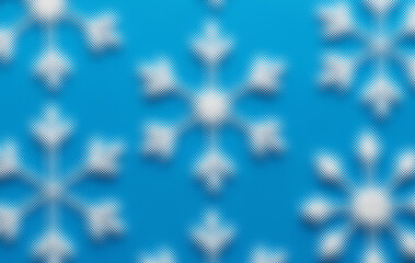 Abstract blue background with textured white snowflake patterns. A modern and festive winter design.