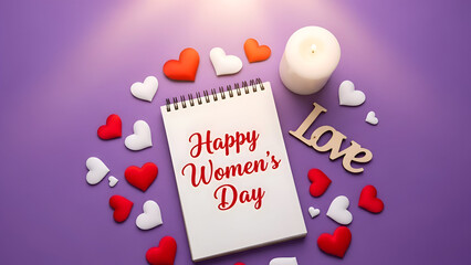 Fototapeta premium Happy womens day celebration with hearts and love concept