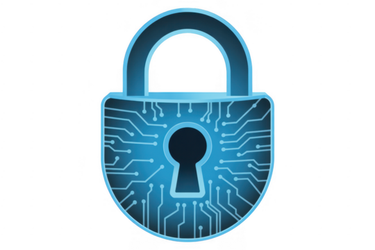 Blue Lock security padlock digital isolated on a transparent background - Powered by Adobe