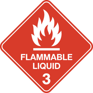 Red Flammable Liquid Warning Sign with Flame Symbol Alerting of Fire Hazard and Chemical Safety for Industrial Workplace Environment and Regulation Compliance with Transportation and Storage Guideline