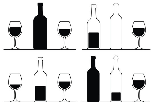 Elegant wine bottles and glasses forming a seamless pattern background for restaurant wine list design sophisticated minimal alcohol beverage presentation creative backdrop for winery branding caterin