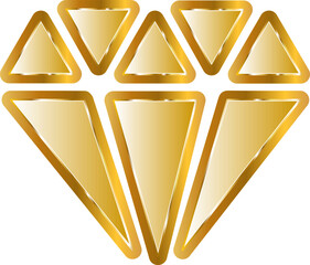 Diamond gold icon. Isolated on transparent background.