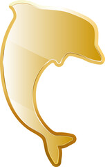 Dolphin gold icon. Isolated on transparent background.