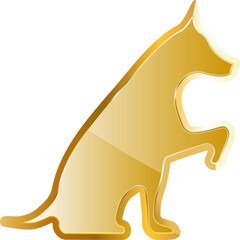 Dog gold icon. Isolated on transparent background.