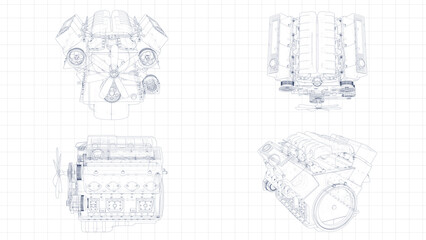 3d Sketch of an engine