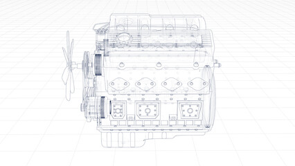 3d Sketch of an engine
