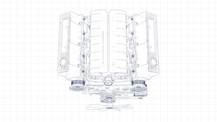 3d Sketch of an engine