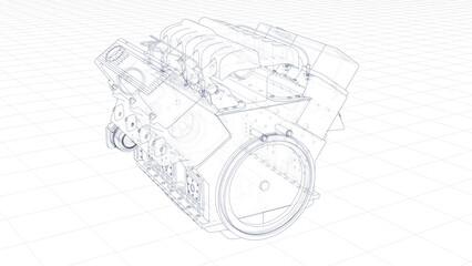 3d Sketch of an engine