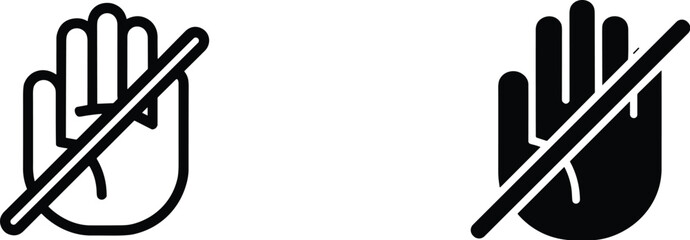 Restricted access hand icon graphic illustration stop gesture symbol for website user interface design mobile app development restricted area warning attention sign no entry forbidden content restrict