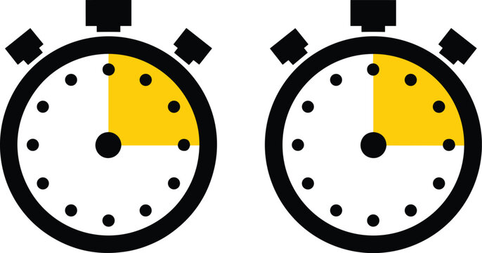 Dual stopwatch icons showing time elapsed for project management and deadline tracking in business illustration for productivity efficiency time management applications and corporate reporting minimal