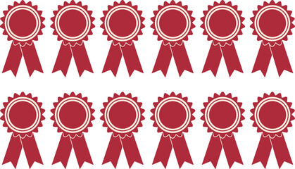 Elegant red award ribbon rosette pattern celebration achievement graphic background for business marketing concepts and design projects success recognition appreciation quality badge seal vector