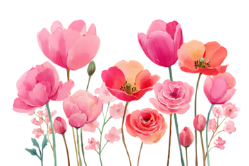 Watercolor pink and red flower illustration