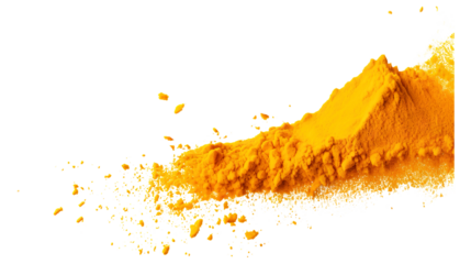 Yellow powder splash explosion isolated on transparent background Remove png, Clipping Path, pen tool