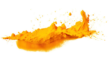 Yellow powder splash explosion isolated on transparent background Remove png, Clipping Path, pen tool