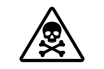Skull and crossbones warning sign isolated on a transparent background