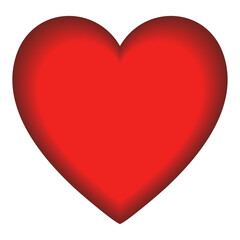 Elegant Red Heart Graphic Featuring Smooth Gradient Shading and Glossy Finish on White Background, Perfect for Romantic Greeting Cards, Professional Valentine's Day Branding and Decor Art Design