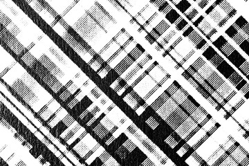 Macro of printed diagonal grid of black rectangles on transparent PNG, forming abstract city blocks or plaid pattern in bold monochrome.