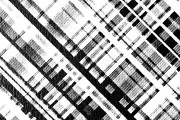 Macro of printed diagonal grid of black rectangles on transparent PNG, forming abstract city blocks or plaid pattern in bold monochrome.