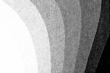 Macro image of curved halftone bands forming a vertical gradient from light to dark. Black printed dots and lines on a transparent background.