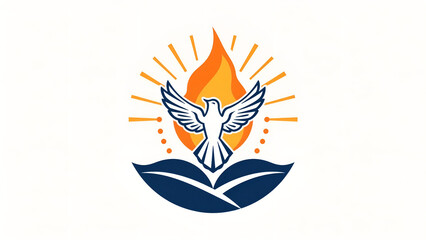 Faith and Hope Symbol with Dove and Sunrise Emblem