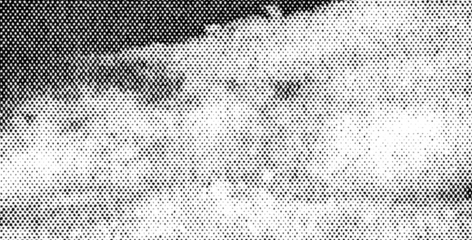 Macro halftone texture of clouds and sky with bold tonal contrast. Black dot pattern on transparent background, perfect for retro, comic, or atmospheric designs.
