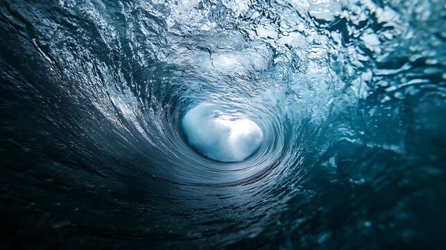 Underwater view inside a powerful ocean wave barrel ultra hd photo