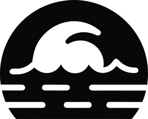 Abstract wave logo silhouette on transparent background