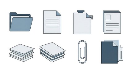 Document icons various forms of paper documents and folders for design