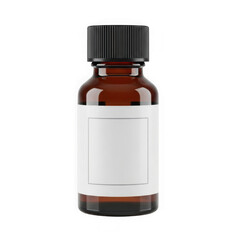 Fototapeta premium Brown glass bottle with white label isolated on transparent background