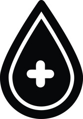 Blood drop silhouette vector on transparent background