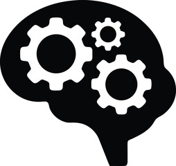 Brain gear silhouette vector on transparent background